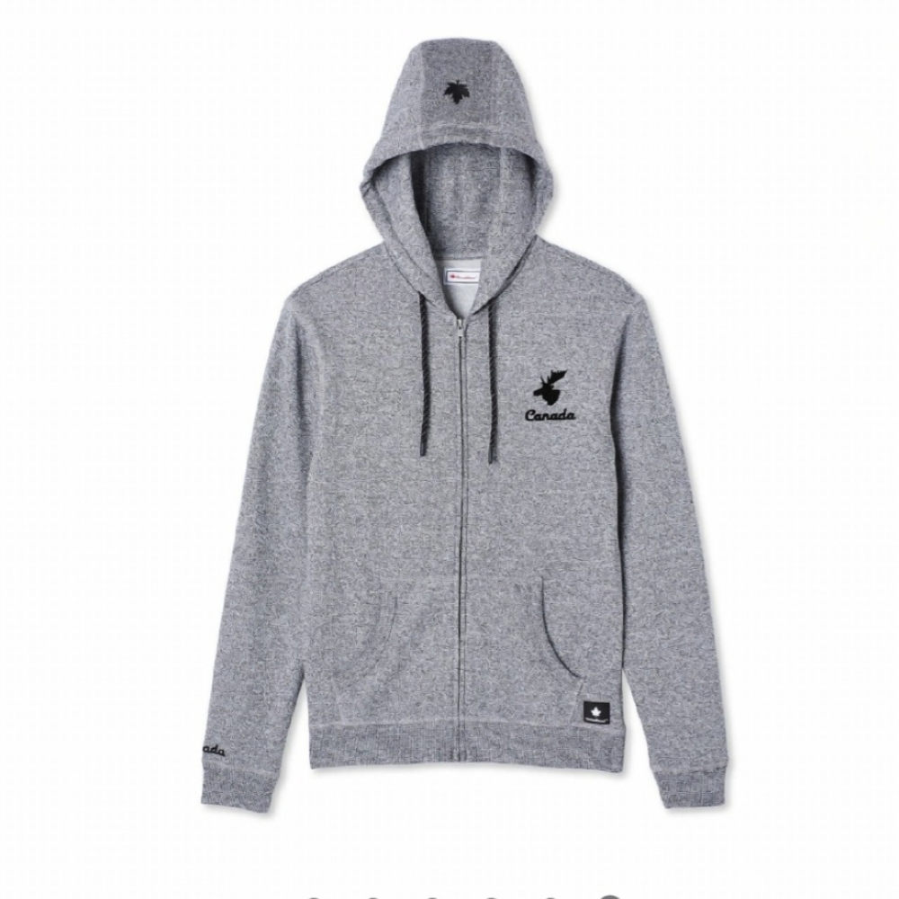 Gender Free Grey Full-Zip Hoodie Sweater with Canada Crest size:2XL